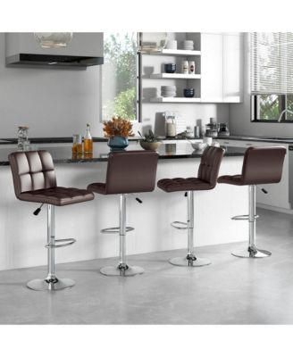 Modern Swivel Bar Stools Set of 2 with Heavy-duty Metal Base & Footrest Back