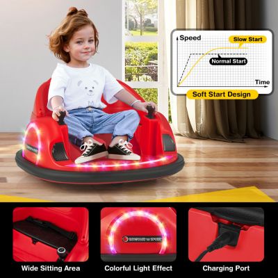 12V Ride-On Bumper Car for Toddlers with 360° Spin and Remote Control