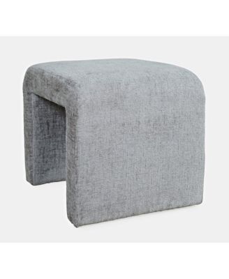 Luxury Curved Upholstered Waterfall Jacquard Petite Ottoman Bench - Set of 2