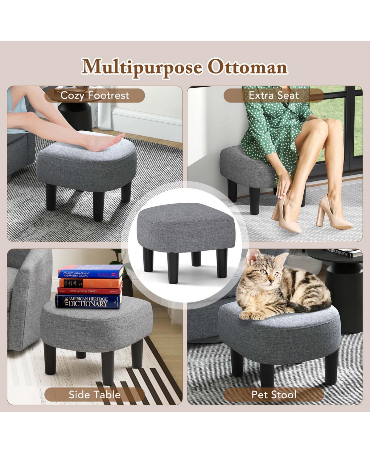 Swivel Barrel Chair with Ottoman Footrest Curved Backrest & Armrests Living Room