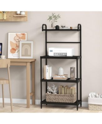 4-Tier Kitchen Microwave Storage Rack with Metal Shelves