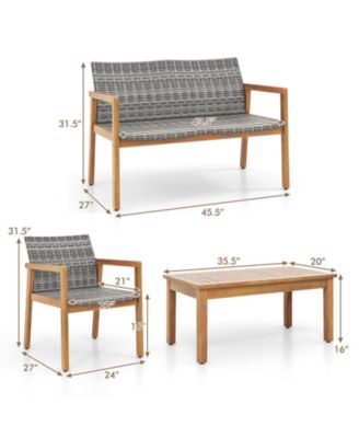 4-Piece Patio Furniture Set with Loveseat Single Chairs and Coffee Table