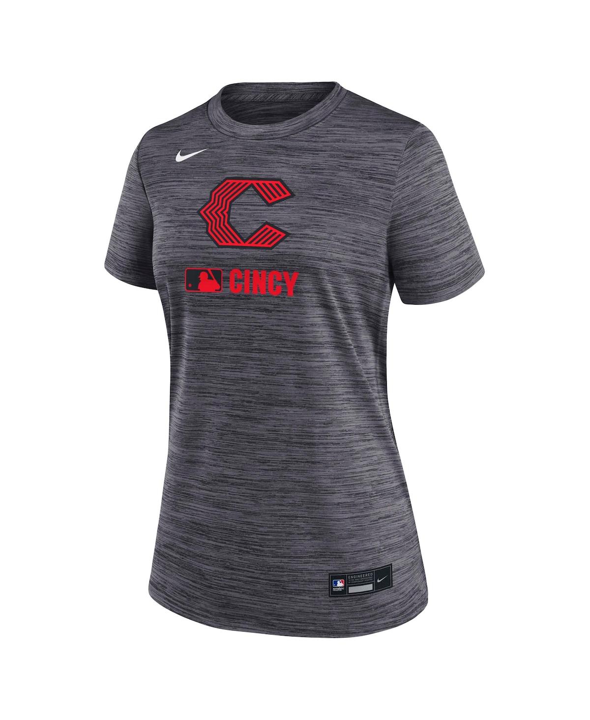 Nike Women's Charcoal Cincinnati Reds Authentic Collection City Connect Velocity Performance T-shirt In Charcoal
