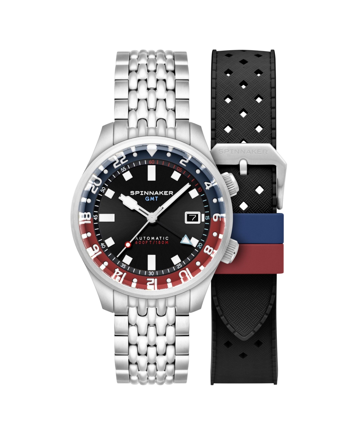 Men's Bradner Gmt Automatic Solid Stainless Steel Bracelet Watch, 42mm - Black
