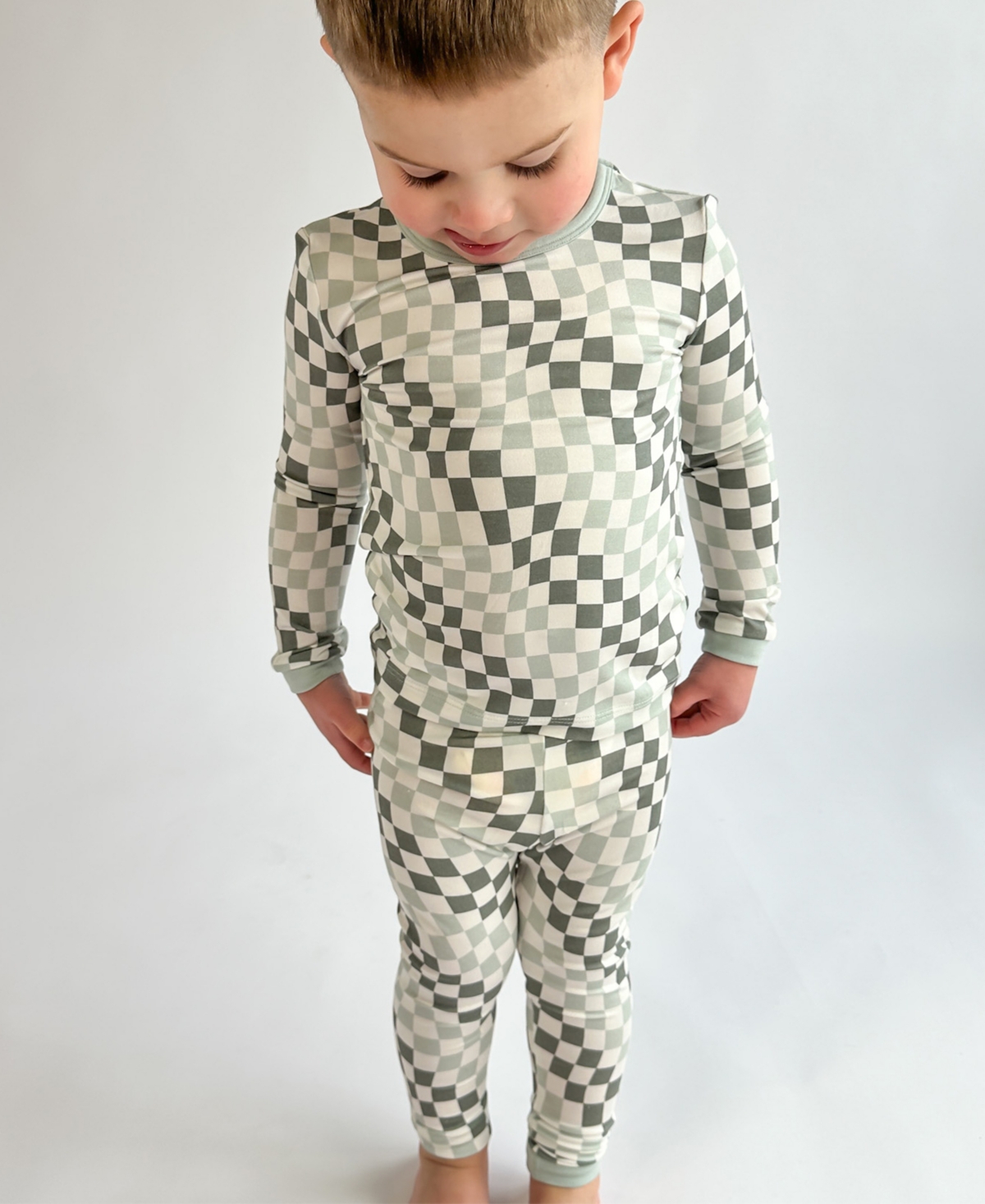Tiny Knot Co. Baby Boys And Girls 4-piece Long Sleeve Pajama Set In Mint Daze,hazy