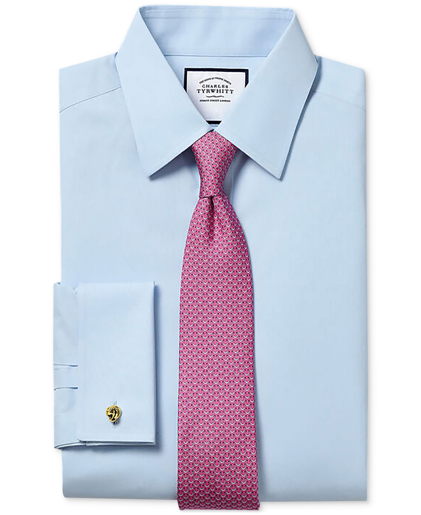 Мужская рубашка Charles Tyrwhitt Slim-Fit Poplin, цвет: Синий — фото 4