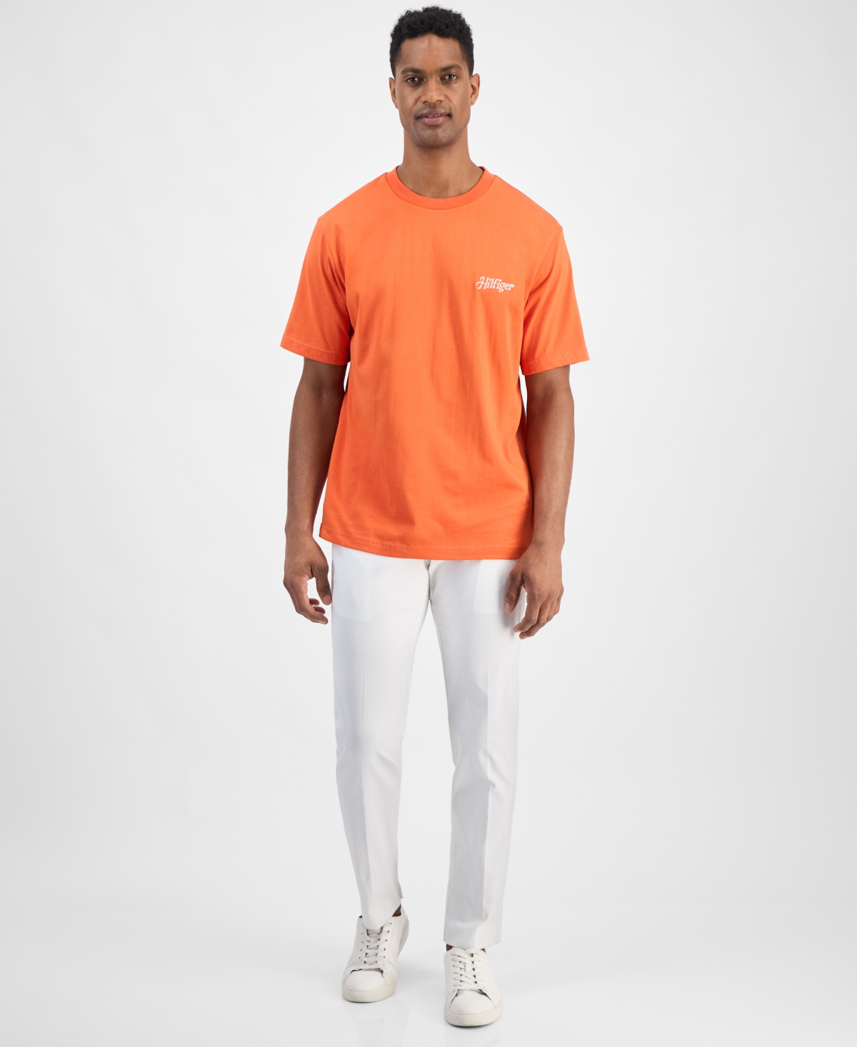 Tommy Hilfiger Men's Relaxed Fit Short Sleeve Crewneck Logo Graphic T-shirt In Brilliant Orange