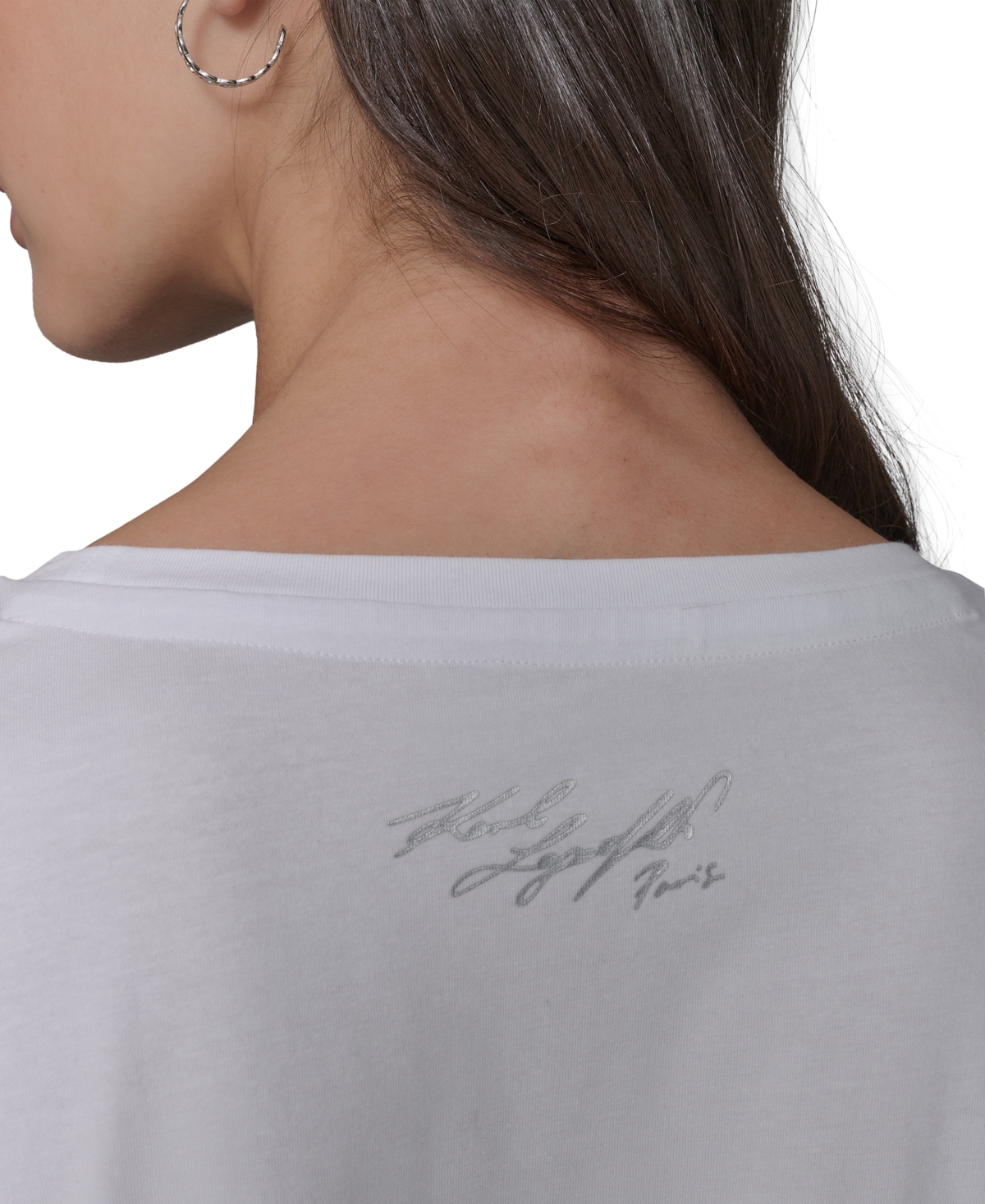 Shop Karl Lagerfeld Women's Jewel Eiffel Crewneck T-shirt In White