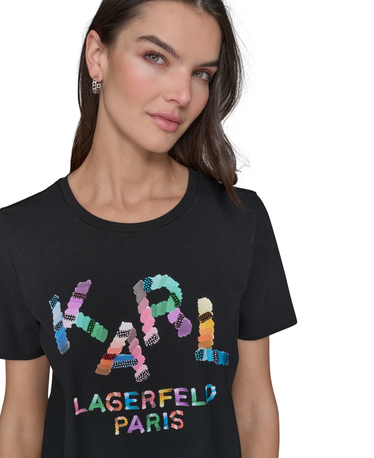 Shop Karl Lagerfeld Women's Karl Paint Graphic T-shirt In Black