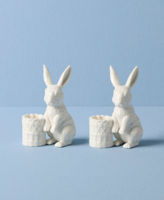 Wicker Creek Bunny Candle Holders, Set of 2
