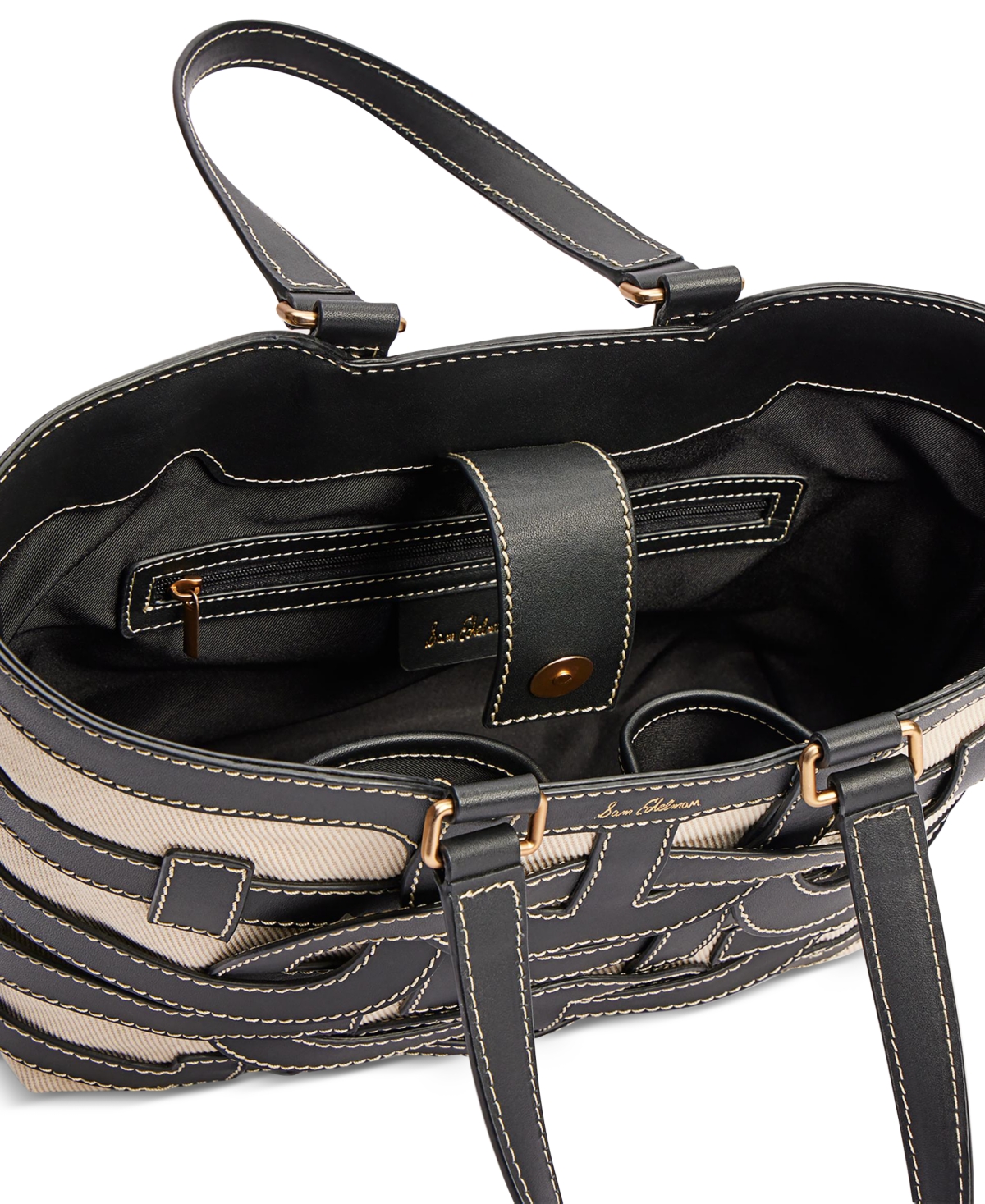 Shop Sam Edelman Bay Small Dye Cut Tote In Black