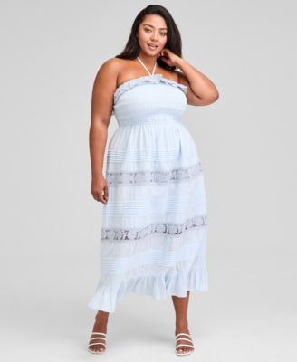 And Now This - Trendy Plus Size Cotton Lace Maxi Dress
