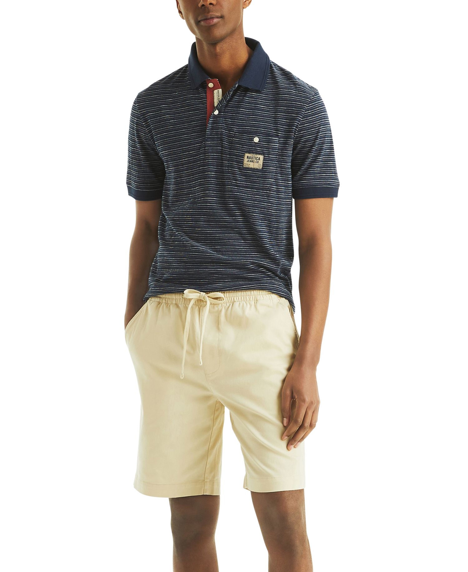 Men's Short Sleeve Textured Striped Polo Shirt