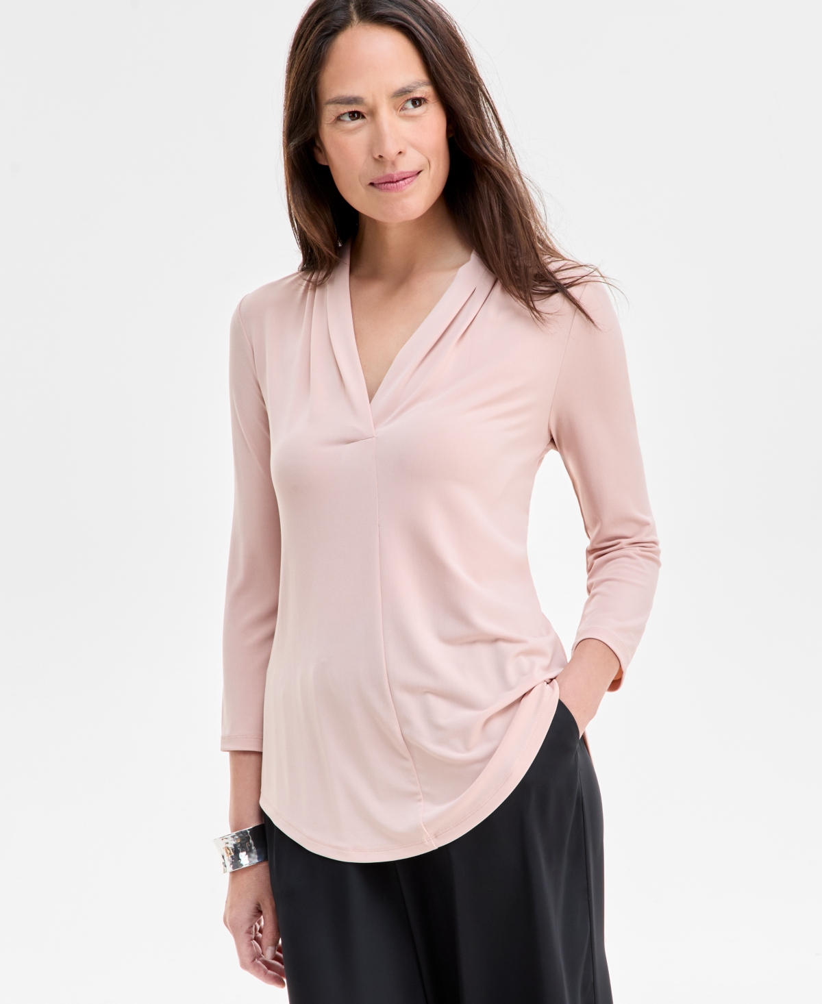 JM COLLECTION PETITE SOLID TOP, CREATED FOR MACY'S 