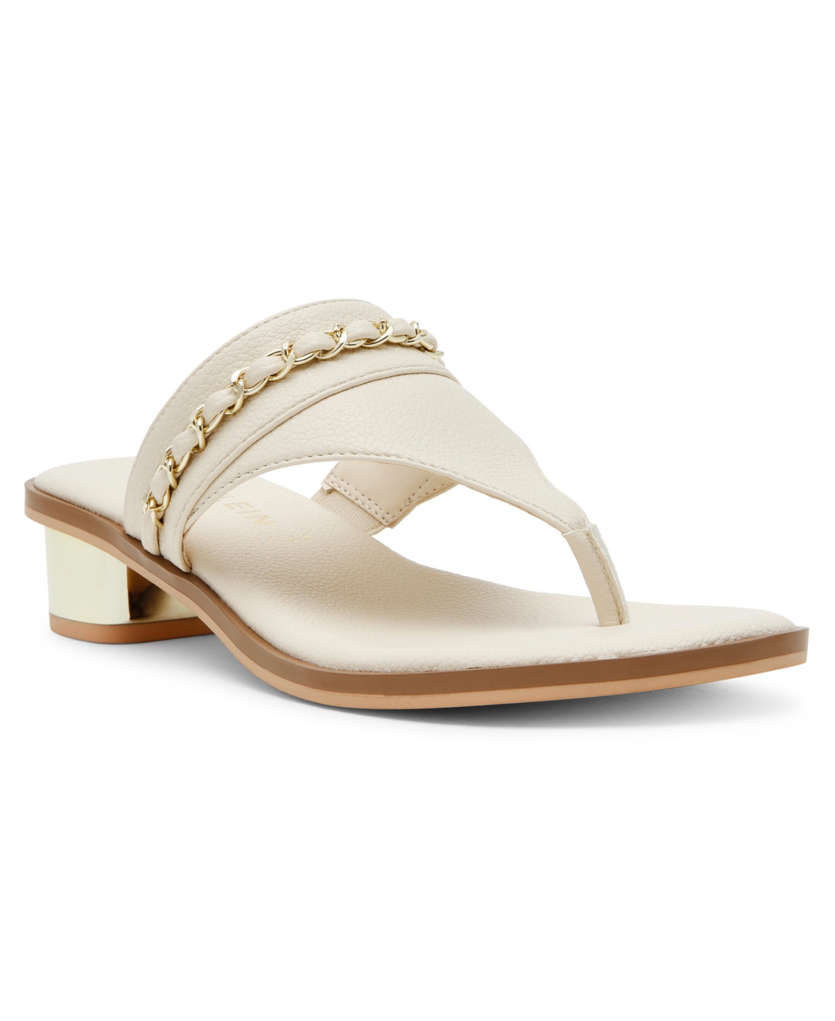 Women's Taylor Block Heel Thong Chain Dress Sandals - Ecru