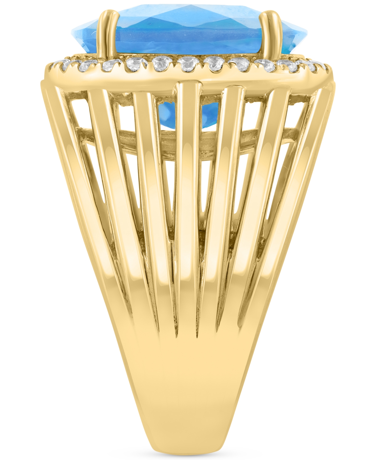 Effy Collection Effy Citrine (4-7/8 Ct. T.w.) & Zircon (1/3 Ct. T.w.) Statement Ring In 14k Gold Over Silver (also I