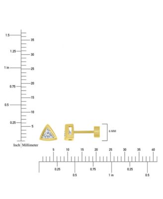 Cubic Zirconia Triangle Bezel Screw Back Stud Earrings in 14k Gold-Plated Sterling Silver