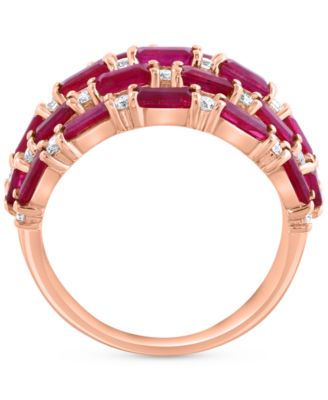 Diamond (5/8 ct. t.w.) & Blue Sapphire (3 ct. t.w.) Ring in 14k White Gold (Available in Pink Sapphire, Emerald, and Ruby)
