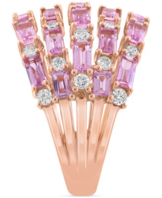 Diamond (5/8 ct. t.w.) & Blue Sapphire (3 ct. t.w.) Ring in 14k White Gold (Available in Pink Sapphire, Emerald, and Ruby)