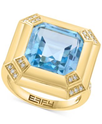 EFFY Collection - Sky Blue Topaz (12-1/2 ct. tw.) & Diamond (-- ct. t.w.) Ring in 14k Gold over Silver