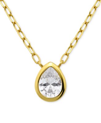 Giani Bernini - Cubic Zirconia Pear Bezel Pendant Necklace, 16" + 2" extender