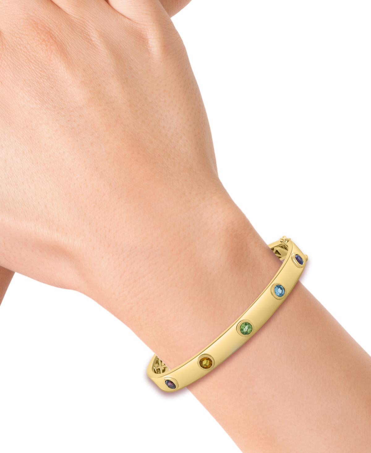 Effy Collection Effy Multi-gemstone (1-1/2 Ct. T.w.) Bangle Bracelet In 14k Gold-plated Silver In Multi