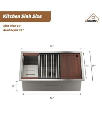 36" L x 19" W Drop-in Stainless Steel Kitchen Sink with Faucet Included