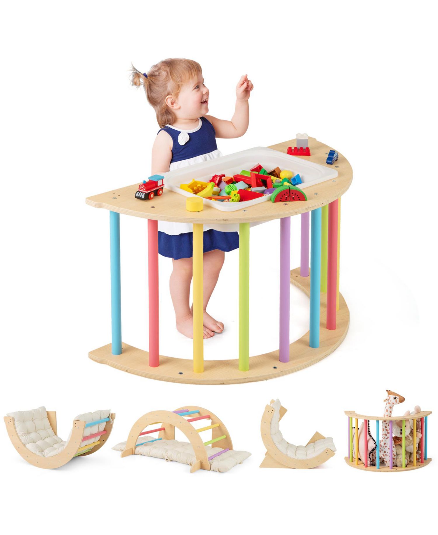 6 in 1 Kids Indoor Climbing Arch with Removable Cushion and Stoppers