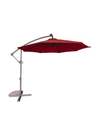 10 FT Cantilever Patio Umbrella with Lights Offset Patio Umbrella Crank Large Outdoor Umbrella Pool Umbrella