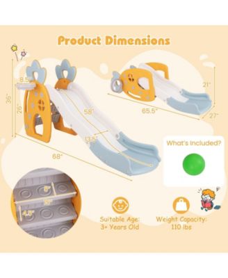 Foldable Slide with Basketball Hoop and Buffer Zone for Kids Aged 3+ Years Old