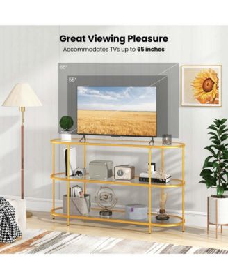 3-Tier TV Stand for TVs up to 65" with Tempered Glass Shelves TV Console Table