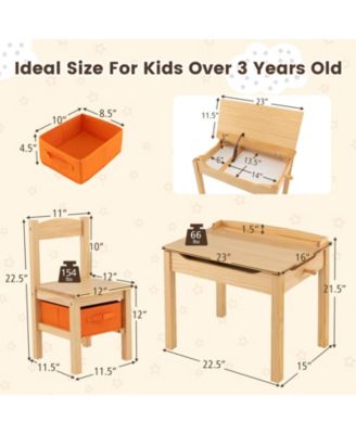 Flip-Top Kids Activity Table and Chair Set with Hidden Storage Space Fun and Organized Playtime Furniture