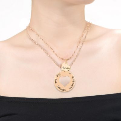 14K Gold Plated Double Heart Pendant Necklace