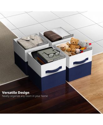 6 Pack 11" Two Tone Foldable Storage Cubes with Handles - Perfect for clothes, toys, books, linens, and more