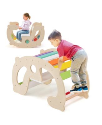 2-in-1 Montessori Rocking Horse and Climbing Arch Toy for Toddlers and Kids