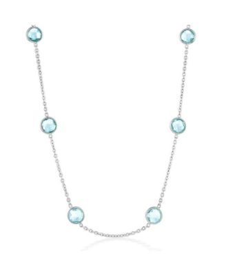 Sterling Silver, Bezel-Set 7mm Round Gem Station Necklace