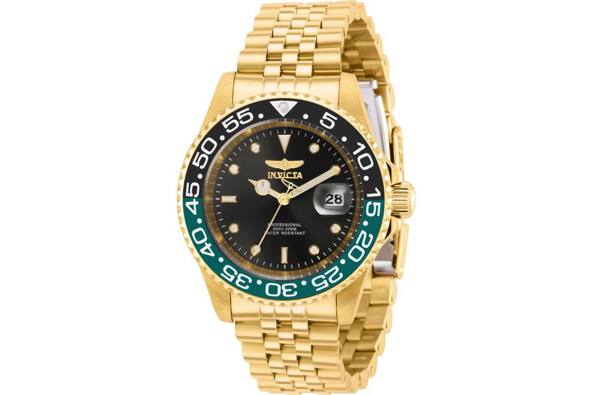 Men's 36043 Pro Diver Quartz 3 Hand Black Dial Watch - Gold