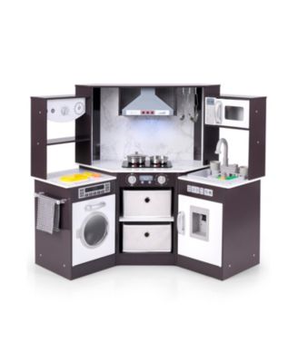 Kids Play Kitchen Playset with Realistic Lights and Sounds Interactive Cooking Toy for Toddlers