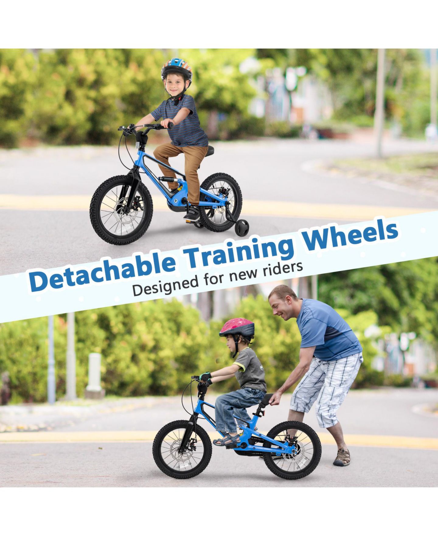 Детская игрушка Slickblue 16" Shock Absorber Adjustable Kids' Bike, от 3 лет, цвет: Синий — фото 3