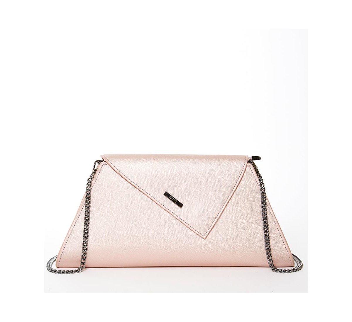 Rose Gold Metallic Leather Clutch Bag Unique Evening Purse Women's Handbag - Rose gold