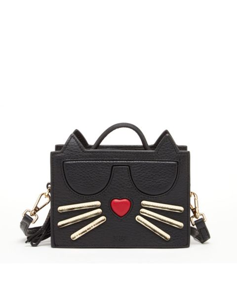 Женская сумка SUSU Leather Novelty Cat Face Mini Crossbody Bag Cute Structured Box Purse Small Top Handle Satchel with Zipper Closure Black, цвет: Чёрный