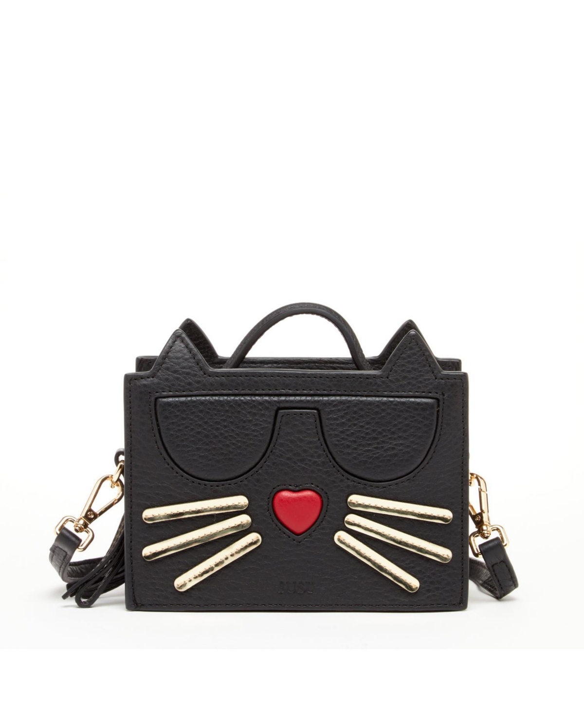 Leather Cat Bag Black Crossbody Purse Women's Handbag