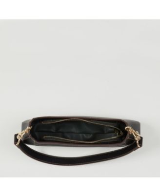 Leather Baguette Bag Small 90s Shoulder Bag Black East West Handbag Y2K  Underarm Minimalist Purse for Everyday & Evening