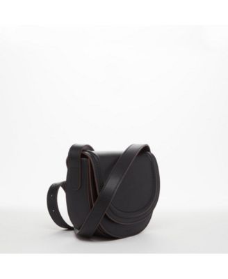 Black Leather Saddle Bag Women s Crossbody Purse with Flap Closure and Adjustable Strap