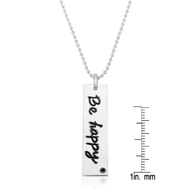 White Gold Plated "Be Happy" Pendant Necklace