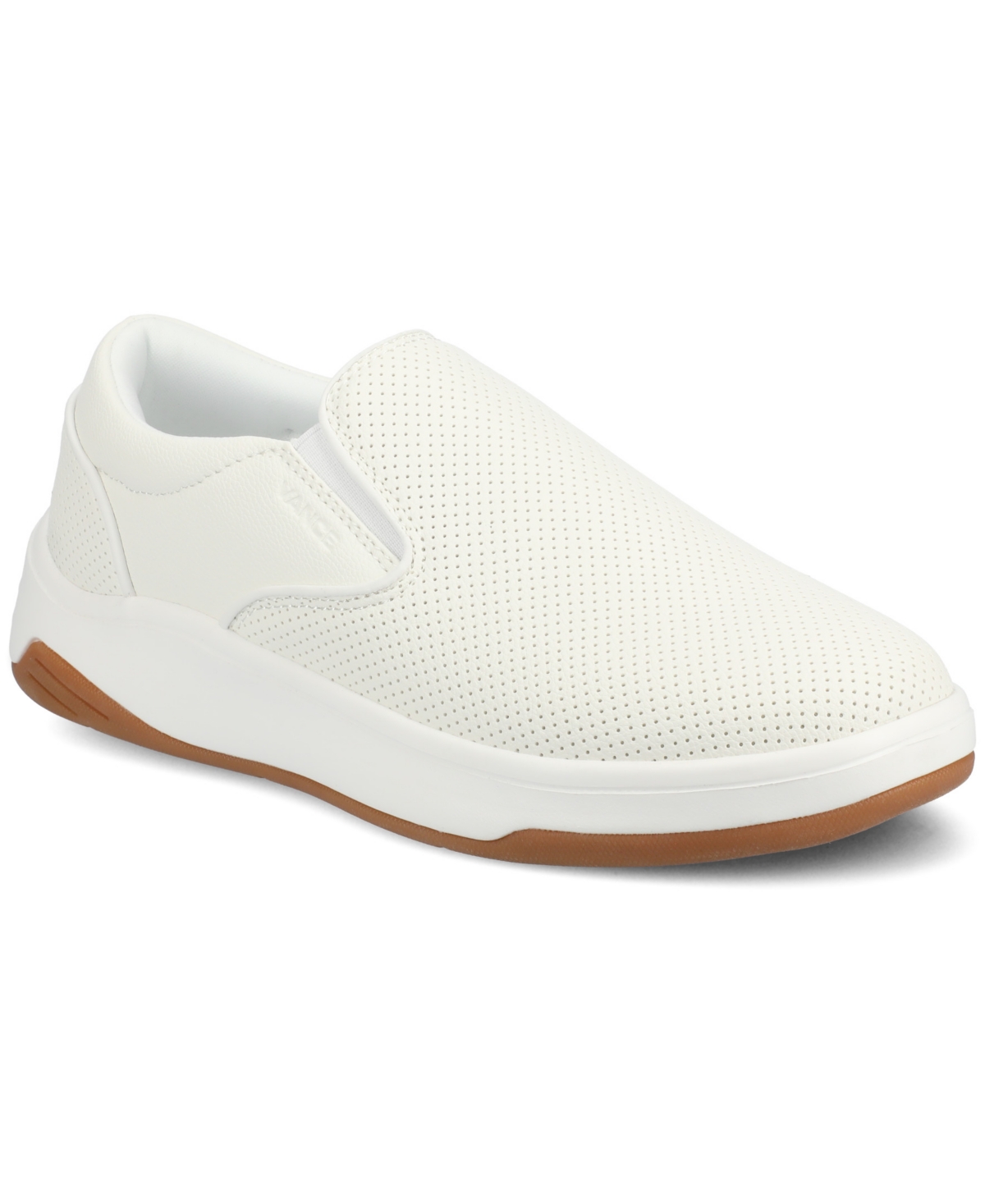 Vance Co. Men's Townes Comfort Perforated Flexible Slip-on Sneaker In White