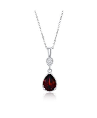 Sterling Silver Pear-shaped Gem Necklace - Garnet 67$