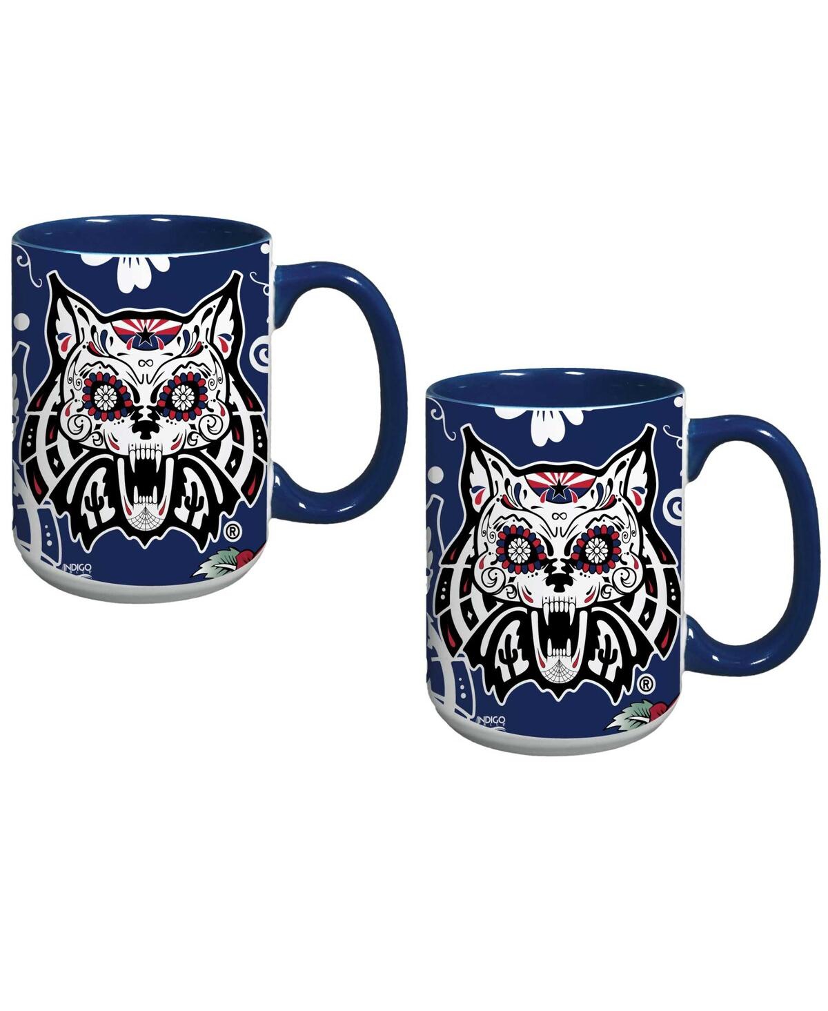 Indigo Falls Arizona Wildcats Dia De Los Muertos Mug, Set Of 2 In No Color