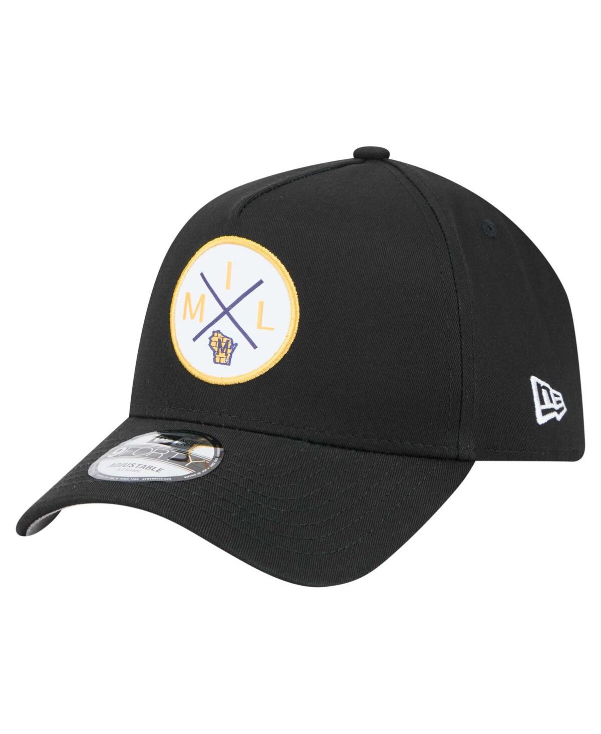 Shop New Era Men's Black Milwaukee Brewers 9forty A-frame Adjustable Hat