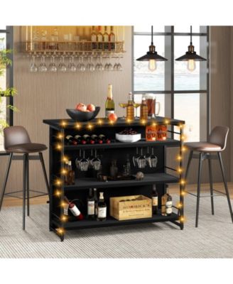 Kitchen Island with 4-Tier Storage Shelf and Long Footrest Stylish and Functional Home Storage Solution